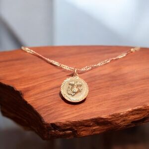 Gold Marine Emblem Necklace